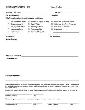 Employee Counseling Form