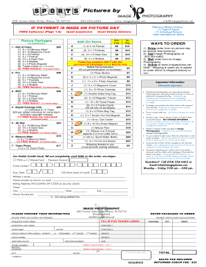 School Photo Order Form