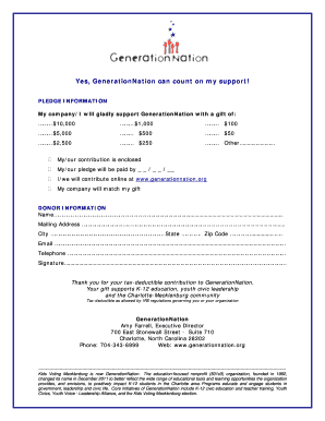 GenerationNation Donation Pledge Form
