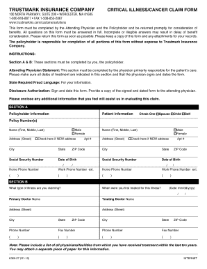 Trustmark Critical Illness/Cancer Claim Form