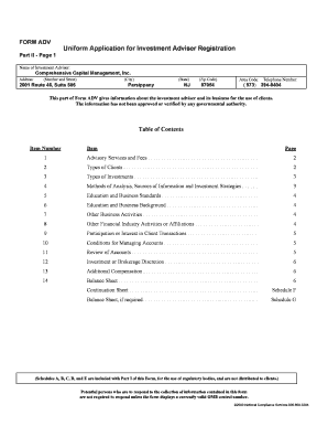 Form ADV Investment Adviser Registration