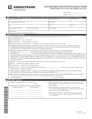 IRA Distribution/Withholding Form