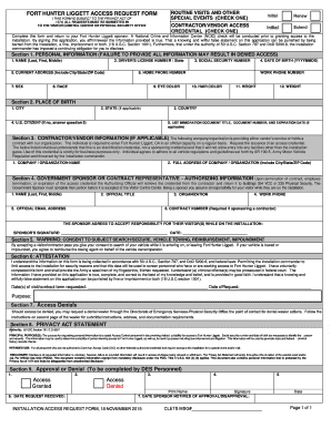 Fort Hunter Liggett Access Request Form