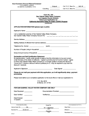 California Alternative Rates for Water Application