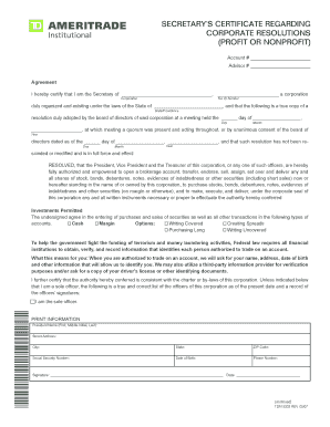 Secretary's Certificate for Corporate Resolutions
