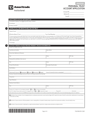 Personal Trust Account Application