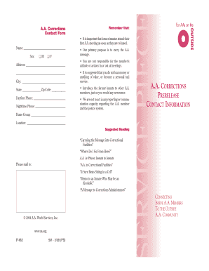 A.A. Corrections Prerelease Contact Form