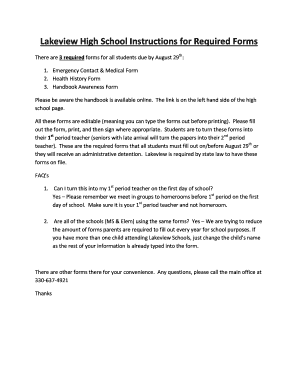 Lakeview High School Required Forms