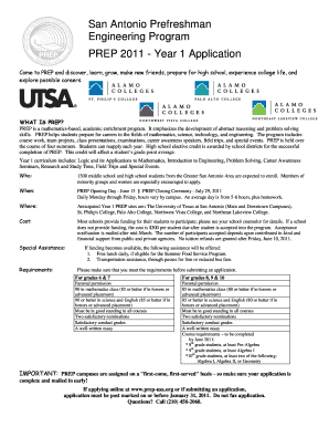 San Antonio Prefreshman Engineering Program Application