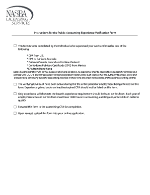 Public Accounting Experience Verification Form