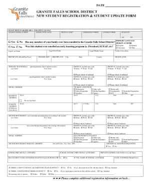 Granite Falls School District New Student Registration Form