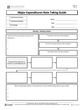 Major Expenditures Note Taking Guide