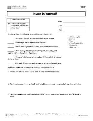 Invest in Yourself Worksheet