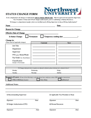 Status Change Form