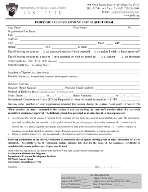 Professional Development Unit Request Form