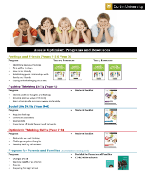 Aussie Optimism Student and Parent Booklet Order Form