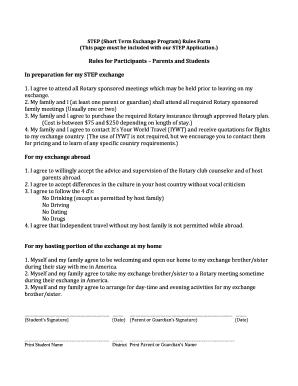 STEP Exchange Program Rules Form
