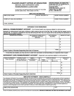 Medical and Dependent Care Reimbursement Claim Form