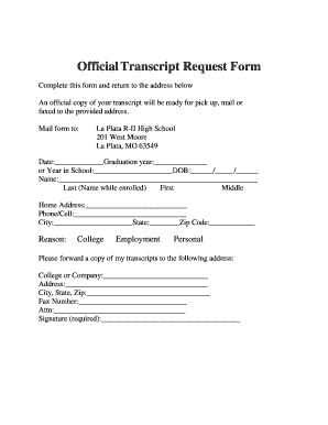 Official Transcript Request Form