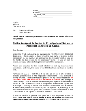 Good Faith Discovery Notice for Loan Verification