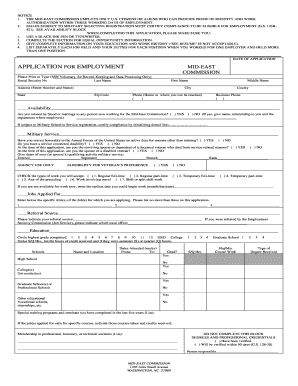 Mid-East Commission Employment Application