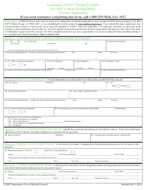 Louisiana START Saving Program Account Application