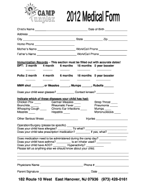 Child Health and Immunization Form
