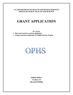 US Grant Application Form OPHS-1