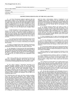 West Bengal Declaration of Assets Form 34A