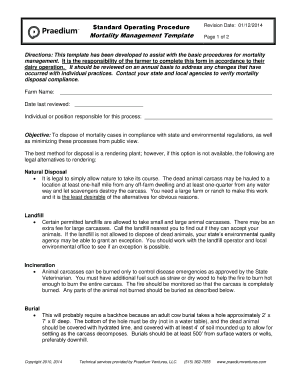 Dairy Farm Mortality Management Procedure