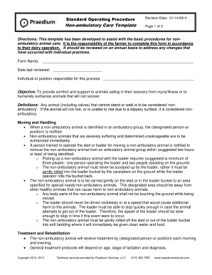 Non-Ambulatory Animal Care Template