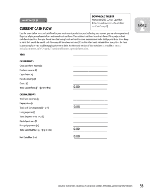 Organic Transition Cash Flow Worksheet