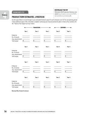 Livestock Production Plan Worksheet