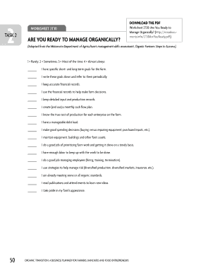 Organic Farming Business Plan Worksheet