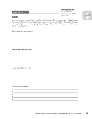 Worksheet for Short, Intermediate, and Long-Term Goals