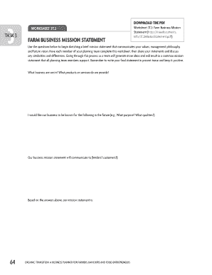 Farm Business Mission Statement Worksheet