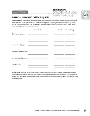 Financial Needs and Capital Requests Form