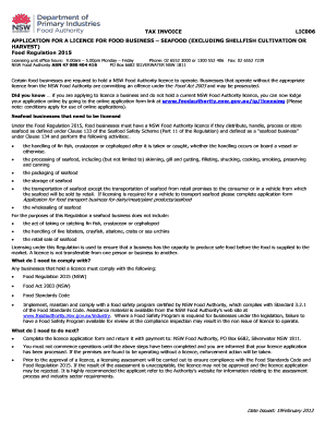 NSW Food Business Licence Application for Seafood