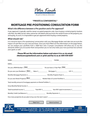 Mortgage Pre-Positioning Consultation Form