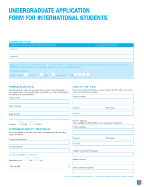 Undergraduate Application Form for International Students
