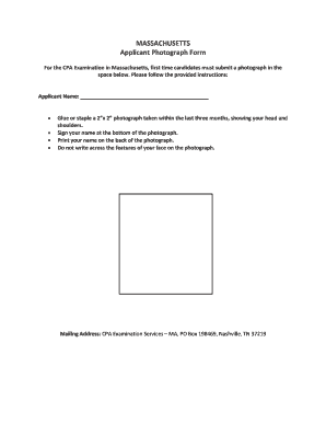 Massachusetts CPA Applicant Photograph Form