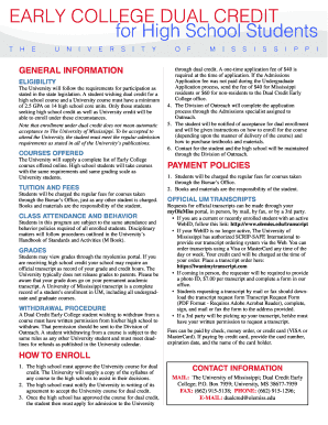 University of Mississippi Dual Credit Application