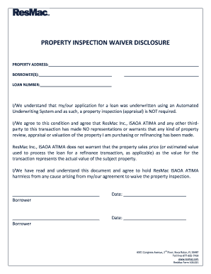 Property Inspection Waiver Disclosure