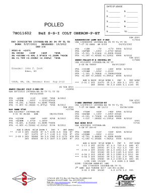 Dairy Cattle Genetic Evaluation Form