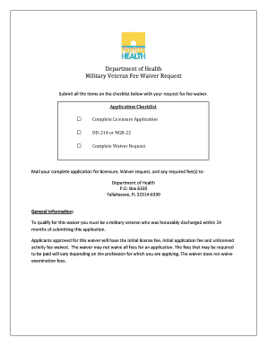 Military Veteran Fee Waiver Request