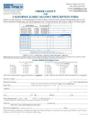 California Jumbo Multiple Prescription Form