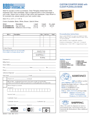 Custom Counter Sign Order Form