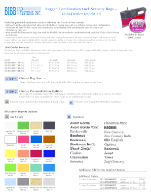 Rugged Combination Lock Security Bags Order Form