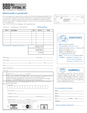 Personalized Cash Receipt