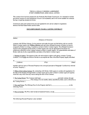 Nebraska Exclusive Right-to-Sell Listing Contract